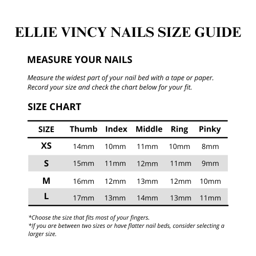 ELLIE VINCY NAILS SIZE GUIDE