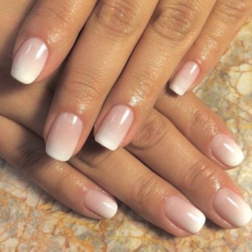 pink white nails, ombre nails, pink nude nails, milky white nails, baby boomer, baby boomer short square, ellie vincy nails, press on nails, glued on nails